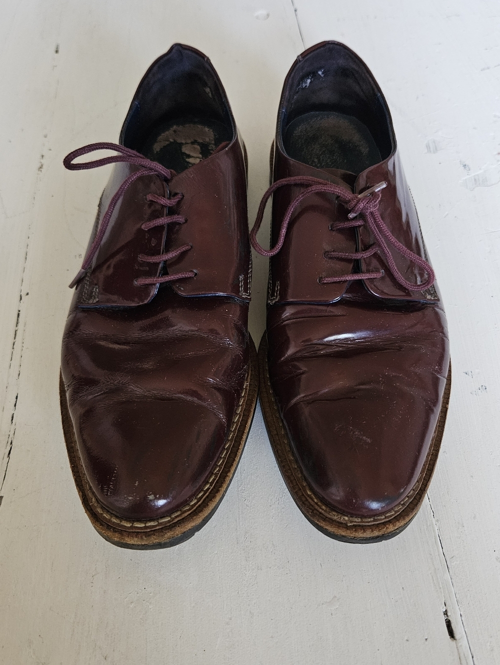 Burgundy Leather Derby Shoes